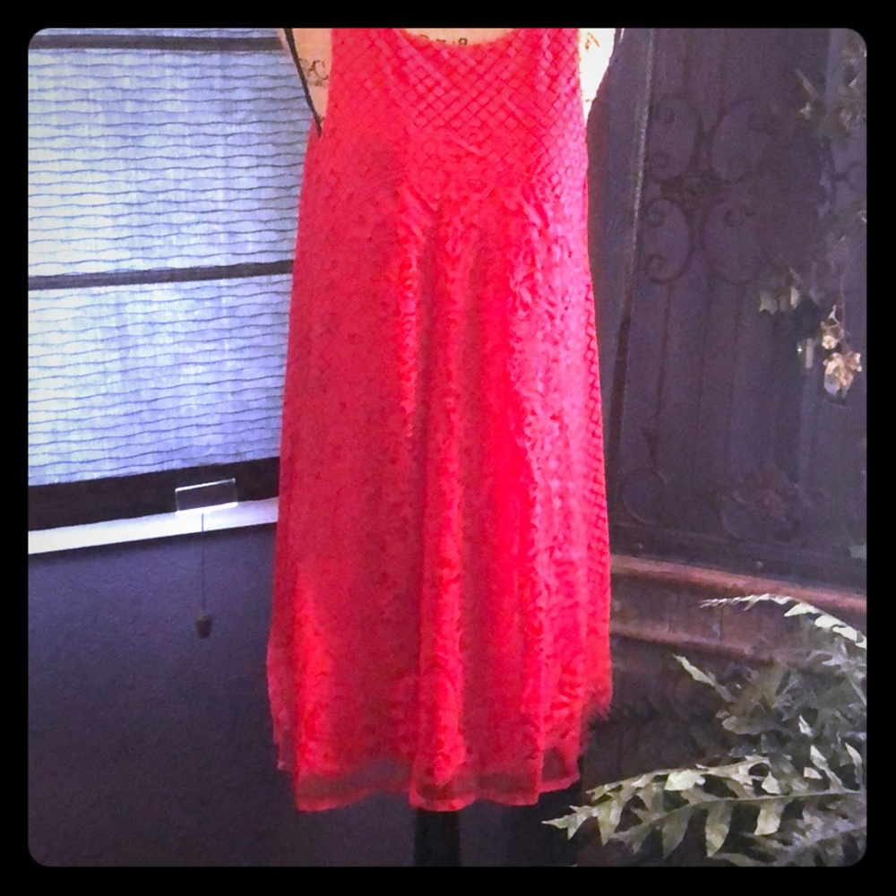 Red comfy pull over lace dress.